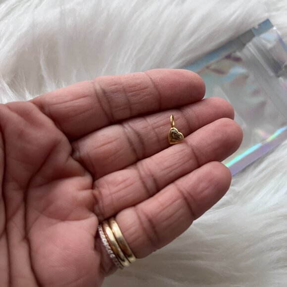 14K Yellow Gold Brown Diamond Heart Charm - Picture 3 of 5